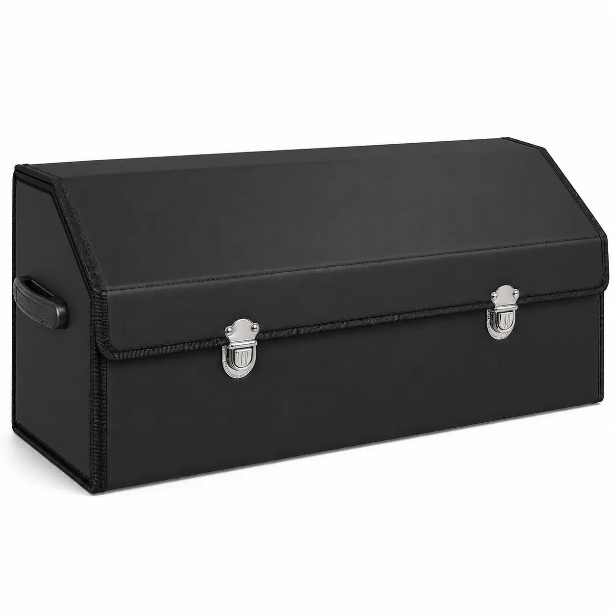 Faux Leather Car Trunk Organizer with Lid - Collapsible, Detachable, 3-Compartment, Large-Capacity, Durable, Scratch-Resistant, Multi-Functional Storage Box for Multi-Vehicle Drivers, Shopping & Long Road Trips
