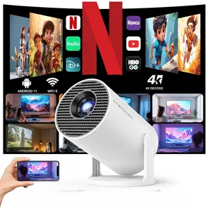 Projector with WIFI 6 and Bluetooth, 4K 1080P Support Portable Projector 180° Rotatable 130'' Screen Movie Projector Auto Keystone Compatible for Laptop, PC, Smartphone (White) projector for bedroom movie night