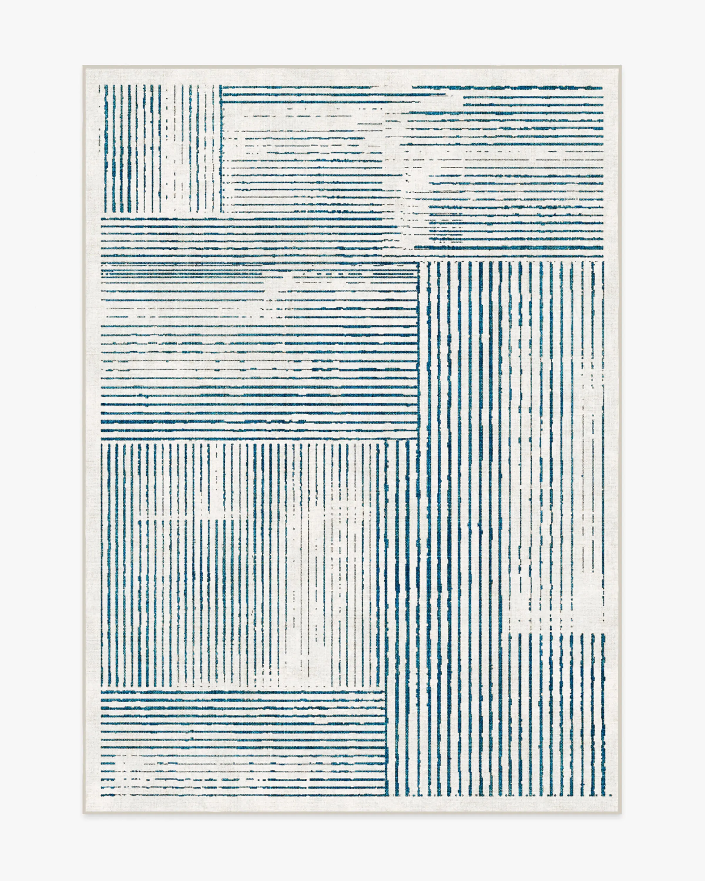 Linear Oasis Ivory & Blue Flatwoven Rug