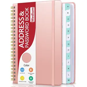 Address Book with Alphabetical Tabs Hardcover Spiral Bound Phone Book Password Keeper for Seniors Record Internet Logins with Coloring Pages 5.7"×7.7" Rose Gold