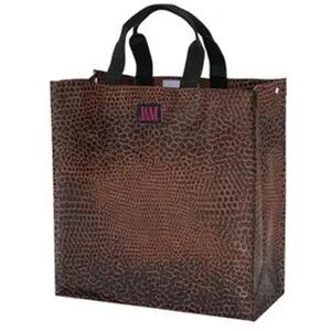 212 MAIN Joann Marrie Designs Lightweight Polypropylene Faux Snake Print Reusable Tote Shopping Bag - Brown, Reusable Bag