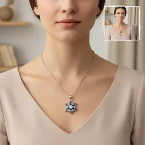 Star of David Necklace with Chain Blue Enamel Detail for Jewish Friends Jewish Jewelry Jewish Pride Israel Support David Star Zircon Charm