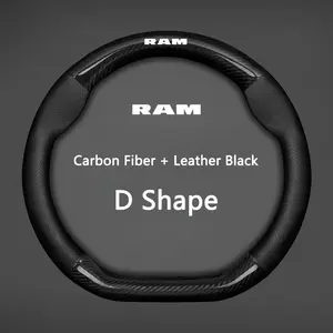 38cm Carbon Fiber PU Leather Non-Slip Car Steering Wheel Cover, Breathable Anti Slip, for Dodge RAM 1500 Sxt, Dart, Charger, Avenger, Challenger, Journey, Durango, Caravan