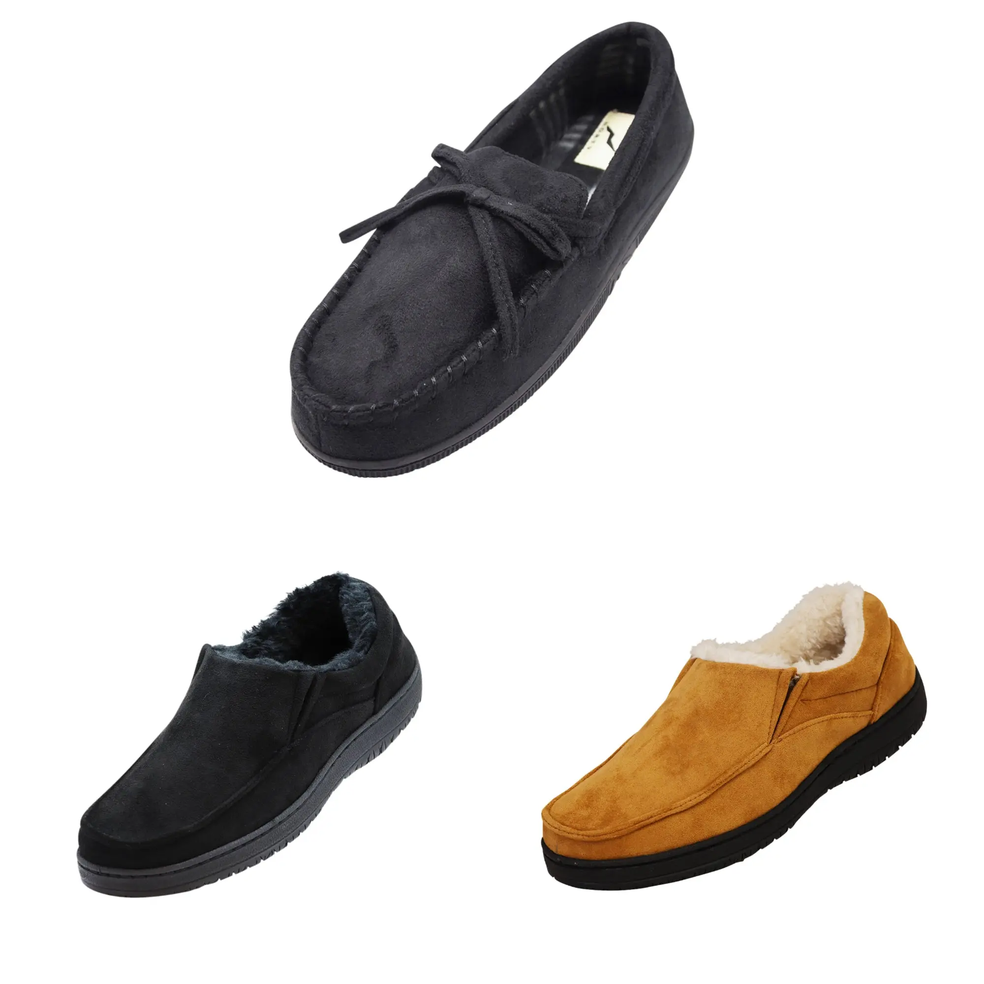 NORTY Men's 40019 Faux Suede Slipper Moccasin Clog Style with Soft Plush Lining Durable Non-Slip Sole Indoor Outdoor Comfortable Fit 3 Colors Runs 1 Size Small Footwear Comfy Fur Walking Shoe