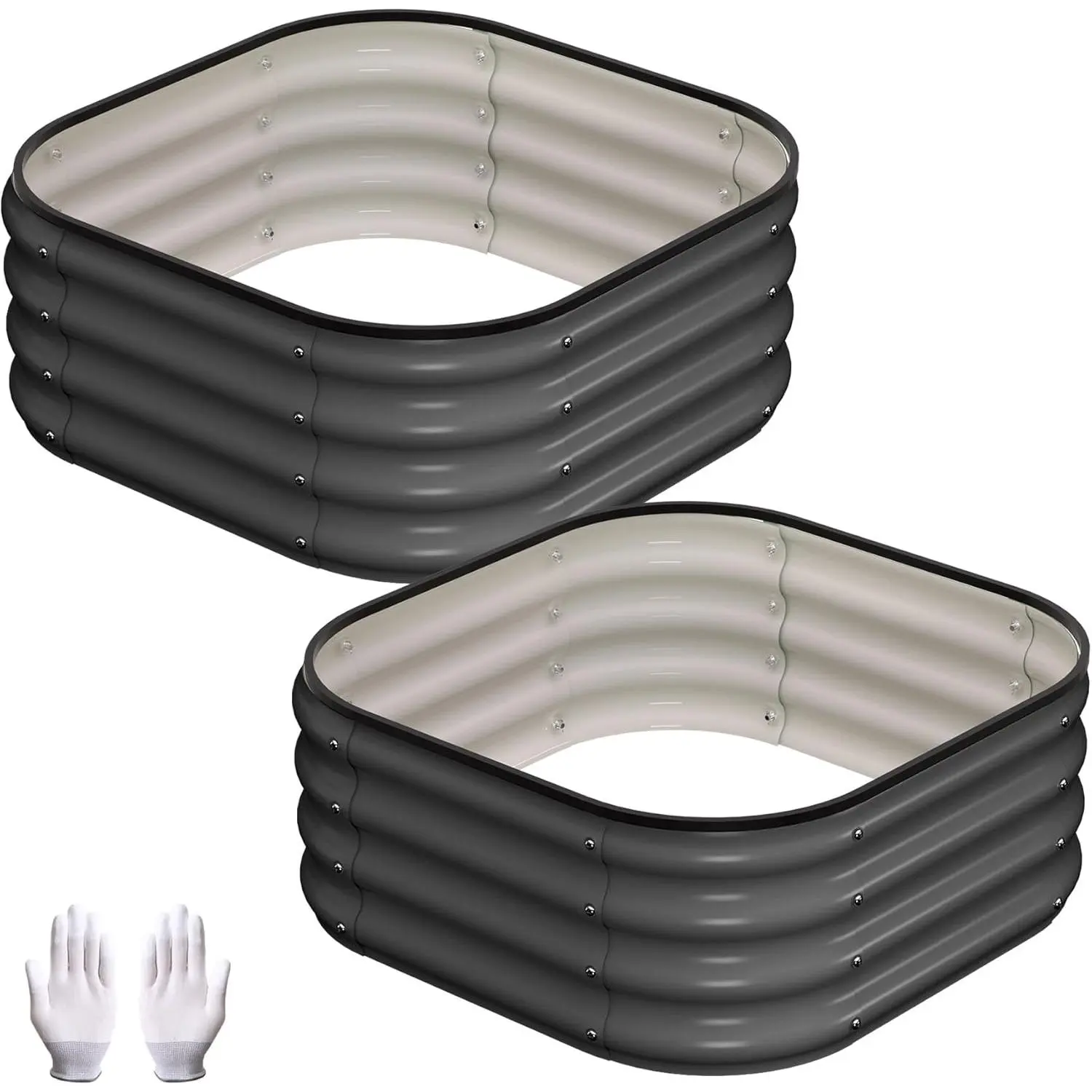 2 pack Raised Garden Bed, 2x2x1 FT Rectangular Planter Raised Beds for Plants, Vegetables and Flowers, Rectangle Galvanized Metal Raised Garden Beds
