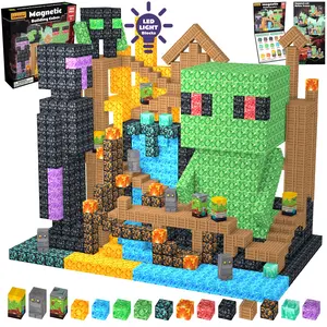 Glowing Magnetic Creative Building Blocks Set, 100/200 Pieces, Stem Montessori Sensory Toy, Holiday Gift for Kids Aged 3+, Unisex