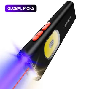Rechargeable Flat EDC Flashlight, 1000 Lumens Pocket Flash Light,11 Light Modes – Two-way clamp Small LED Light with UV, Red Laser, Magnetic Base, USB-C Charging, Dual Switch for Camping, Repair, Emergency, Multifunctional Flashlight