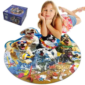 [Magic Toy] Animal Puzzle for Kids, 100-piece round puppy floor puzzle, Perfect Gift for Boys and girls aged 3+
