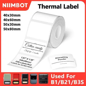 Niimbot B1 Thermal Label Paper, Waterproof UV-Resistant Self-Adhesive Roll, Compatible with B1 B21 B3s Printers, Barcode Qr Code Labels