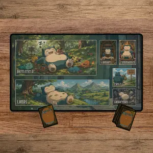Snorlaxx Anime Magic the Gathering Zoned Playmat, Funny Mouse Pad Zones Gameplay Mat, Multiple Zones