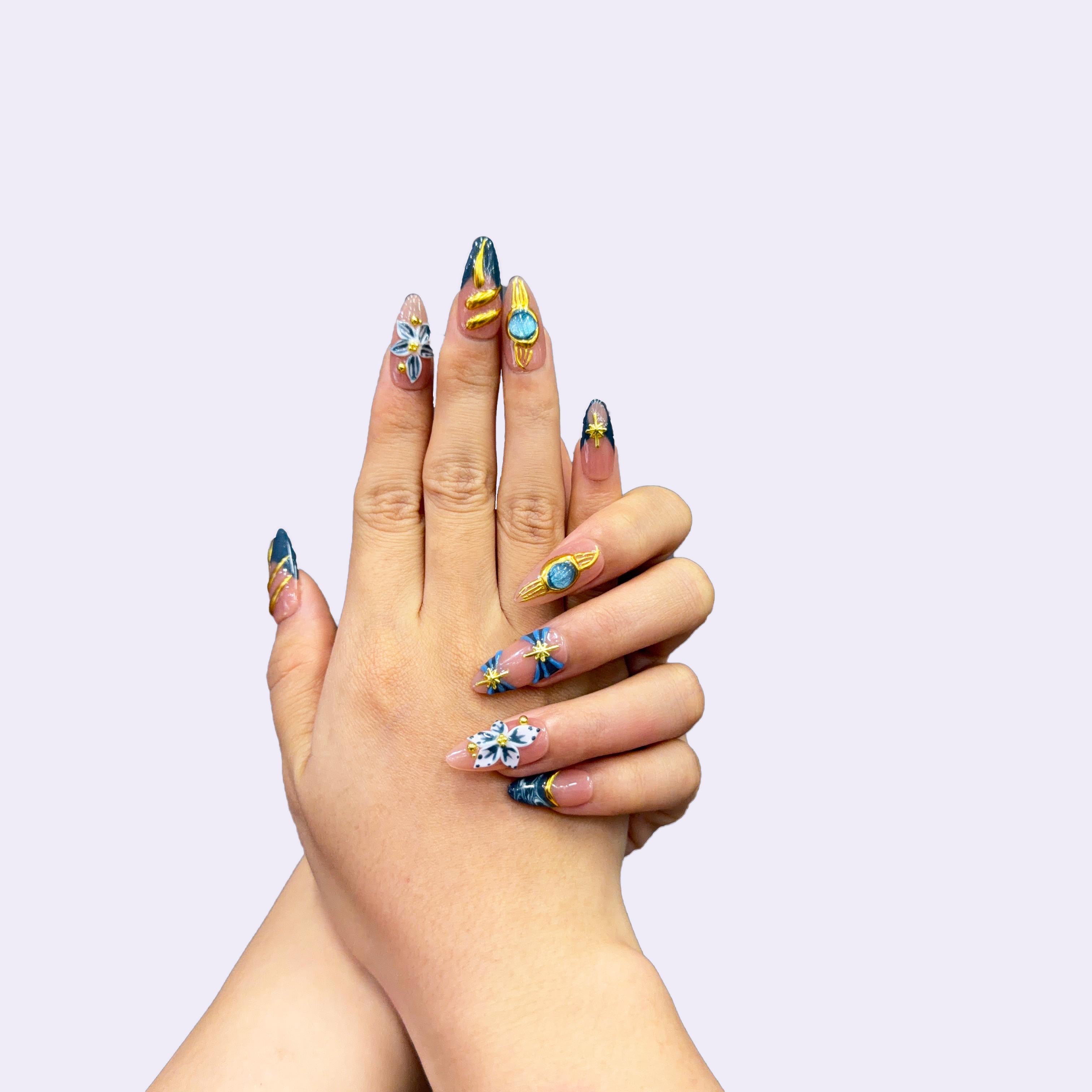 Echo Nails DreamWear – Handcrafted 3D Press-On Nails | Reusable, Long-Lasting, Salon-Quality Handpainted Cute Designs High Quality Press On Nails 10 PCS Nail Art Handmade Press Ons