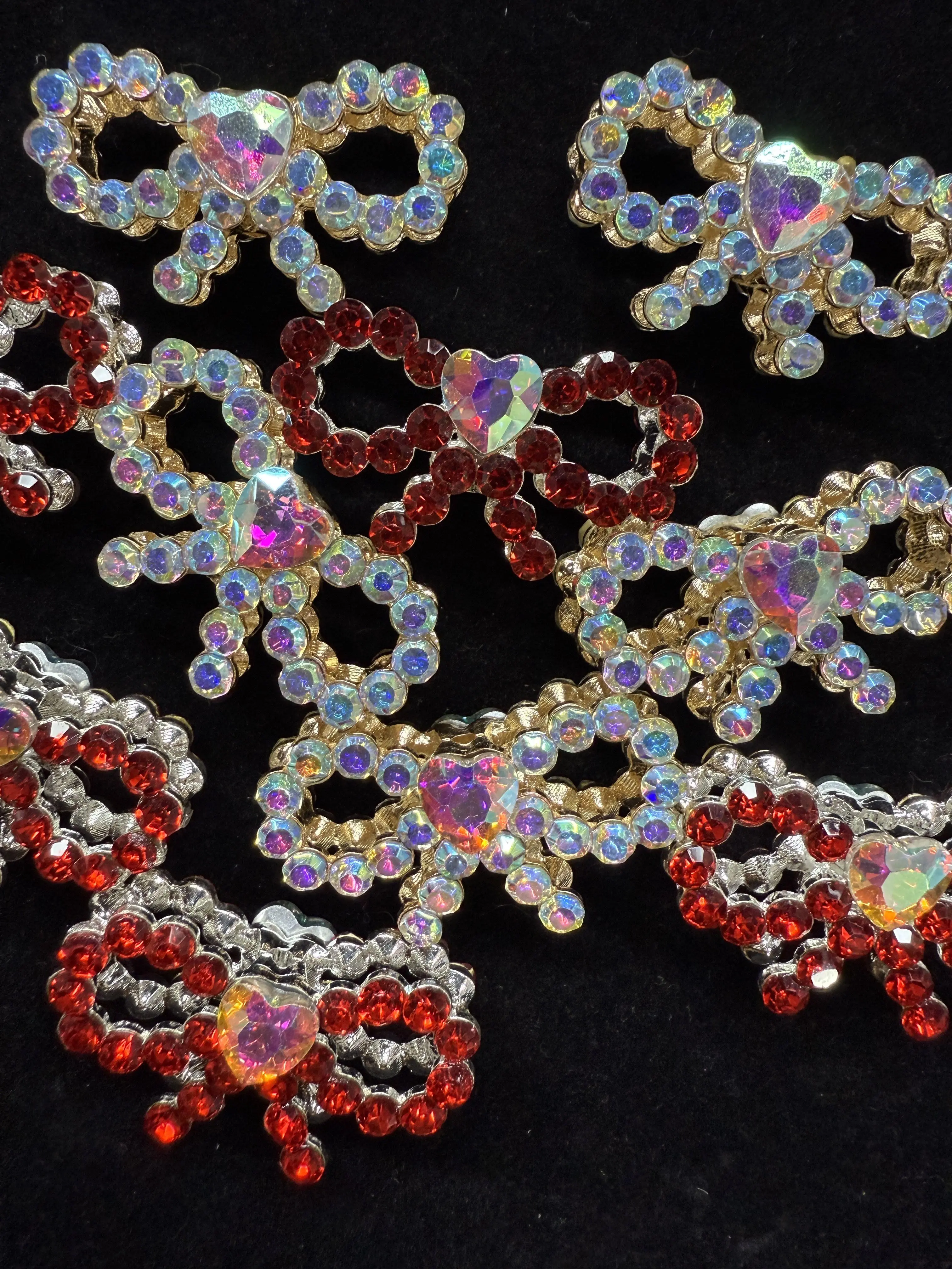 (316-317) 5PCS Bow Charms | Beaded Rhinestone DIY Jewelry Accessories