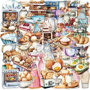 Transparent Baking Stickers Pack, Waterproof Pet Decorative Guitar Notebook, DIY Sticker, 50 Sheets, Flat Sticker Type, No Ca Prop 65 Warning