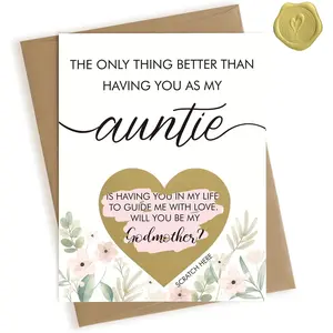 Will You Be My Godmother Scratch Off Card for Auntie, Godmother Proposal Gift from Niece Nephew, Godmother Request Asking Card