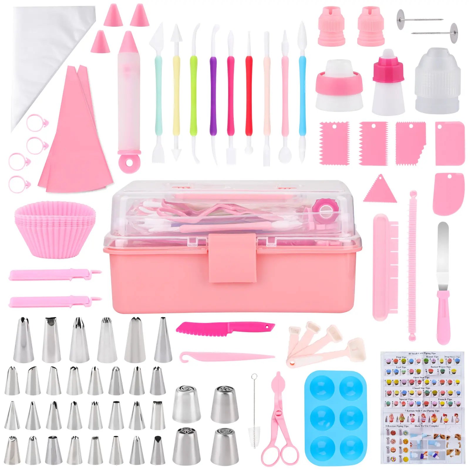 Cake Decorating Kit: Decorating Supplies Tools Kit 138 PCS Baking Accessories Include Spiping Bags and Tips Set, Piping Tips Set, Spatulas, Cake Scraper, 50 Piping Bags for Beginners