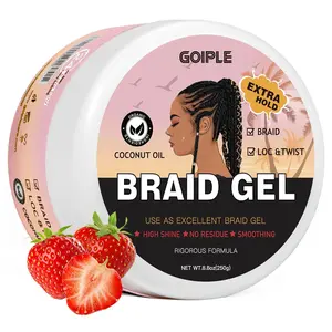 Strawberry Flower Braid Gel 8.8oz - Extra Hold for Twist, Locs, Cornrows, Smooth Frizz, No Flake, Long Lasting  Hair Care High Shine Coconut Oil Haircare