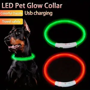 Glowing Pet Collar USB Rechargeable LED Dog Collar Adjustable Anti-Loss Design Durable Abs Material Long-Lasting Lithium Polymer Battery