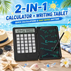 Foldable 2-in-1 Calculator with 5'' LCD Writing Pad - Portable Math Tool for Home, School, Educational & Craft Use (Toys & Hobbies Category)