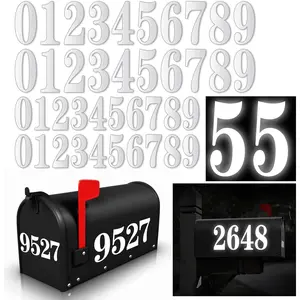 60 count White Mailbox Numbers, Vinyl  Stickers for Outside, Address  House, Big Mail BOX Number, 6 (3" x 4 sets, 4" x 2 set,0-9)