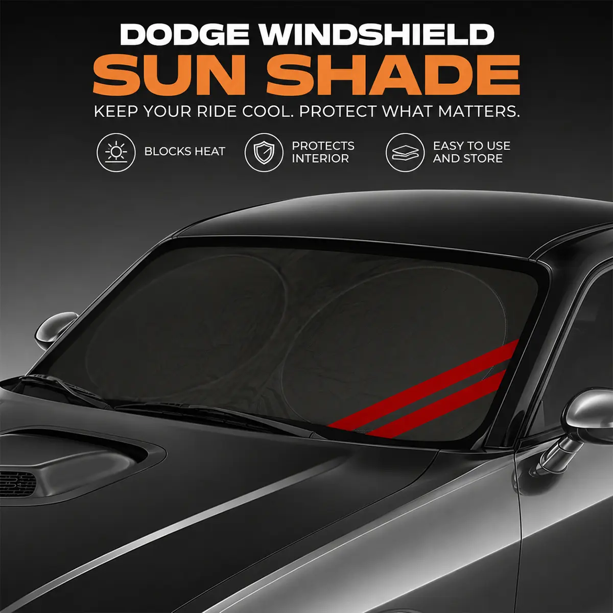 2026 Dodge Challenger Sun Shade Foldable Windshield Cover UV Block Heat Protector Universal Auto Accessories Automotive Glass Sunshade Car Sunshade Curtains