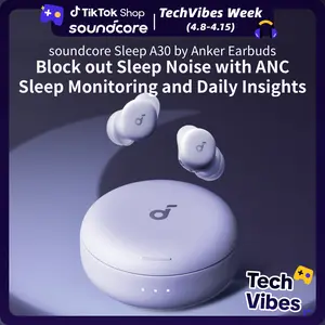 soundcore Sleep A30 Special by Anker, Sleep Earbuds, ANC, Passive Isolation, Snore Masking, Extensive Sleep Audio, Ultra Comfort for Side Sleepers, 8-10H Playtime