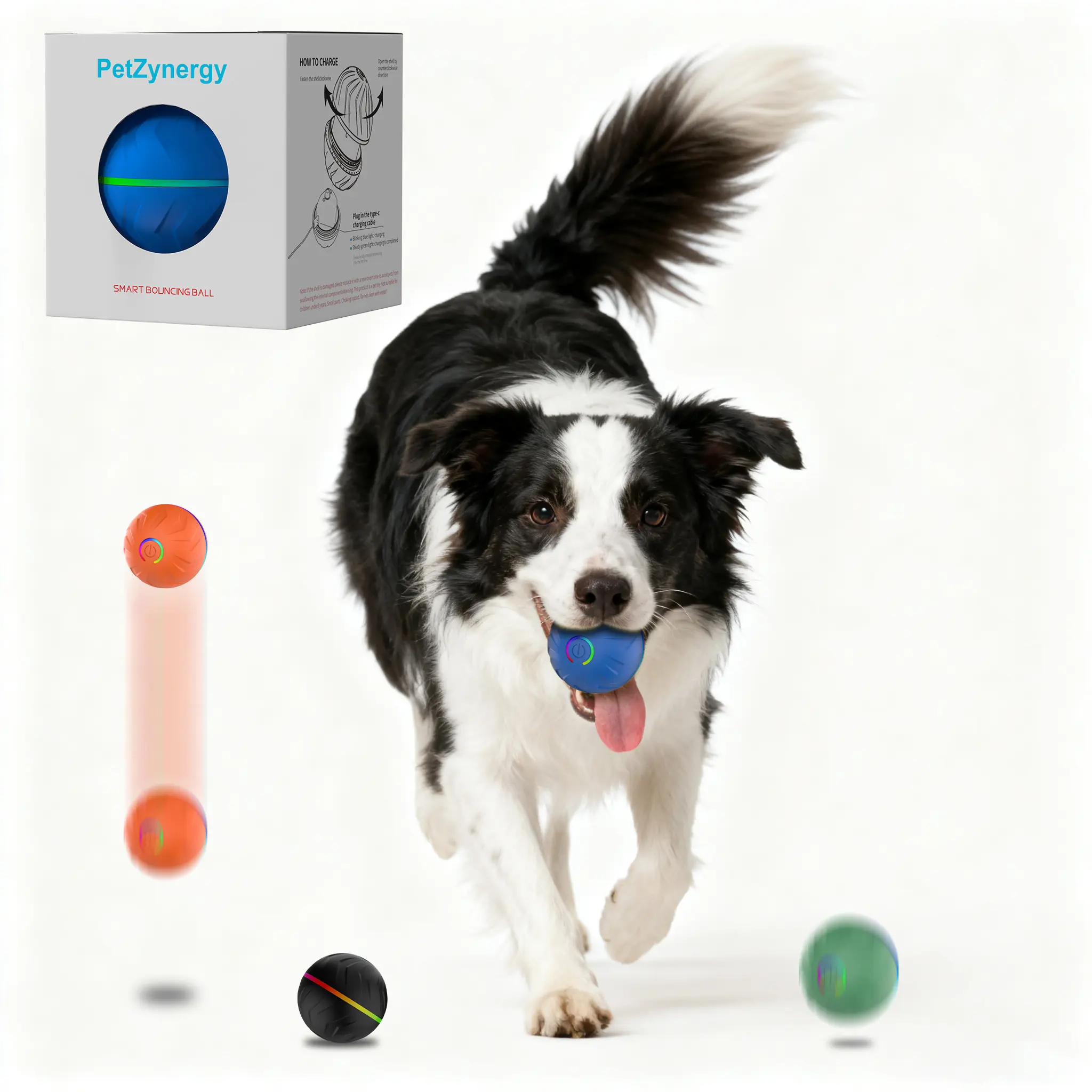 USB Squeaking Dog Toy Interactive Smart Dog Ball - Automatic Rolling & Sound Toy for Indoor/Outdoor Play - Rubber for Small/Medium/Large Dogs