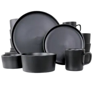 Elama  Luxmatte Dinnerware Set, Black - 20 Piece