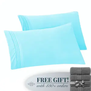 Mocassi 2-Piece Pillowcase Set with 3-Line Design, 1800 Thread Count Hotel Premier Microfiber