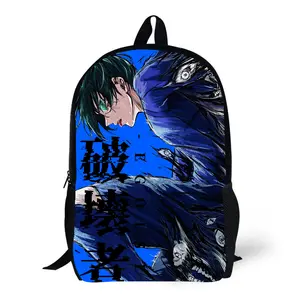 Blue Lock All Over Print Casual Backpack Laptop Backpack for Travel Hiking Lightweight Anime Rucksack Daily Essentials Camping Daypack Ryuusei Rin