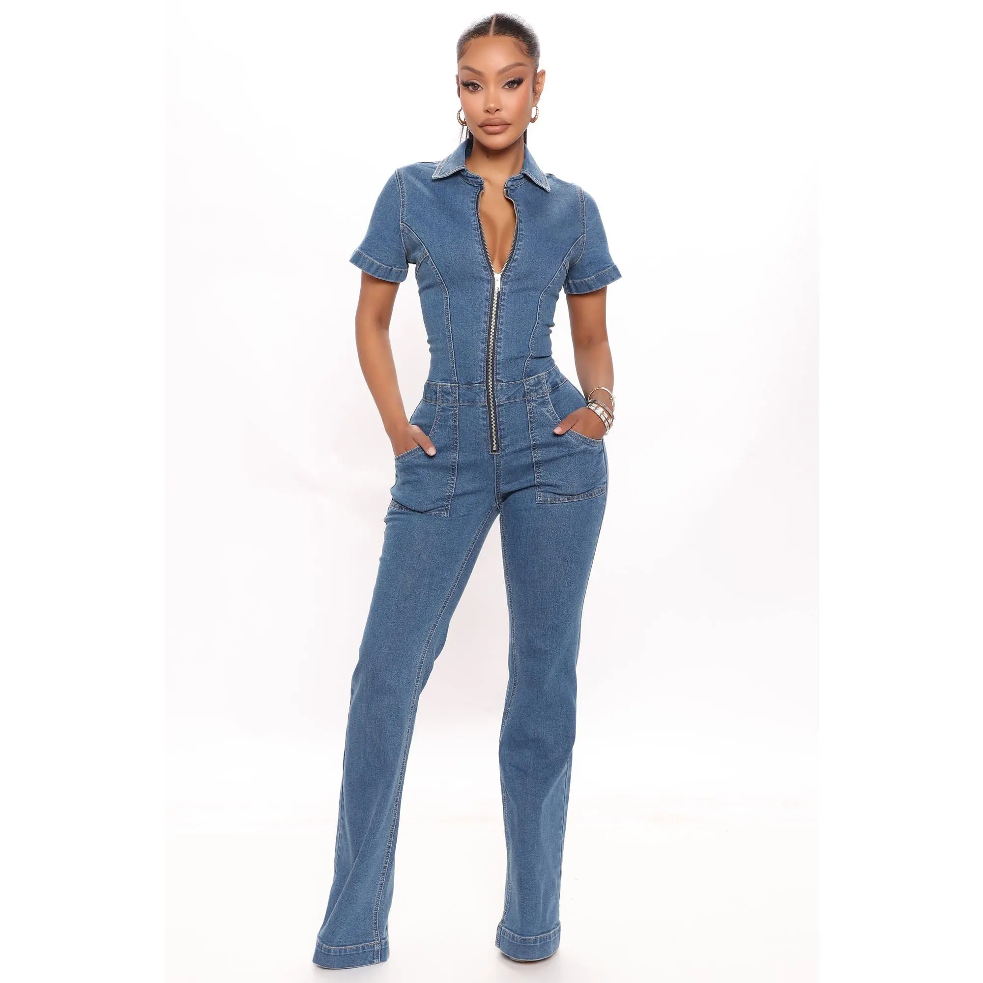 Forever Young Denim Jumpsuit - Medium Wash
