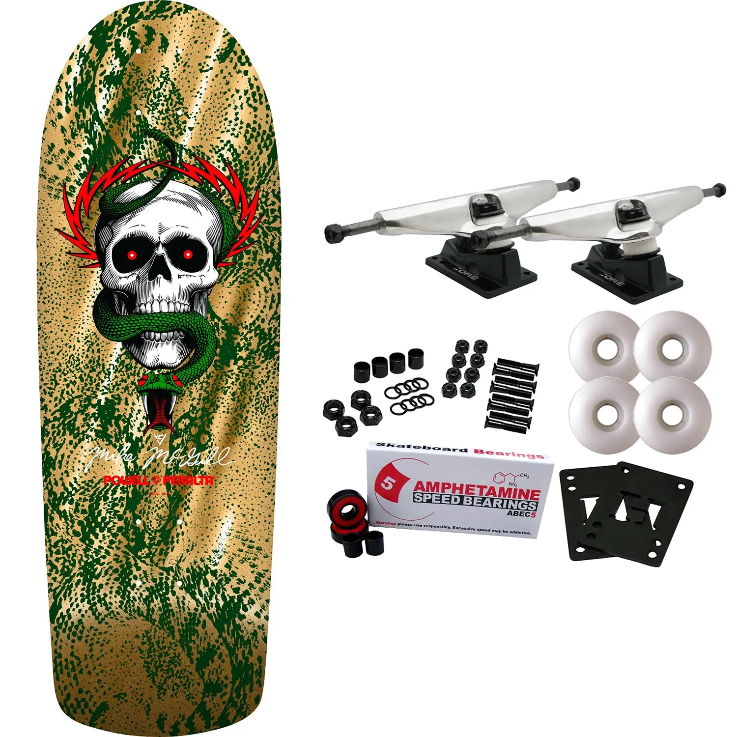 Powell Peralta Skateboard Complete McGill Skull and Snake Green/Gold Foil Old School Reissue