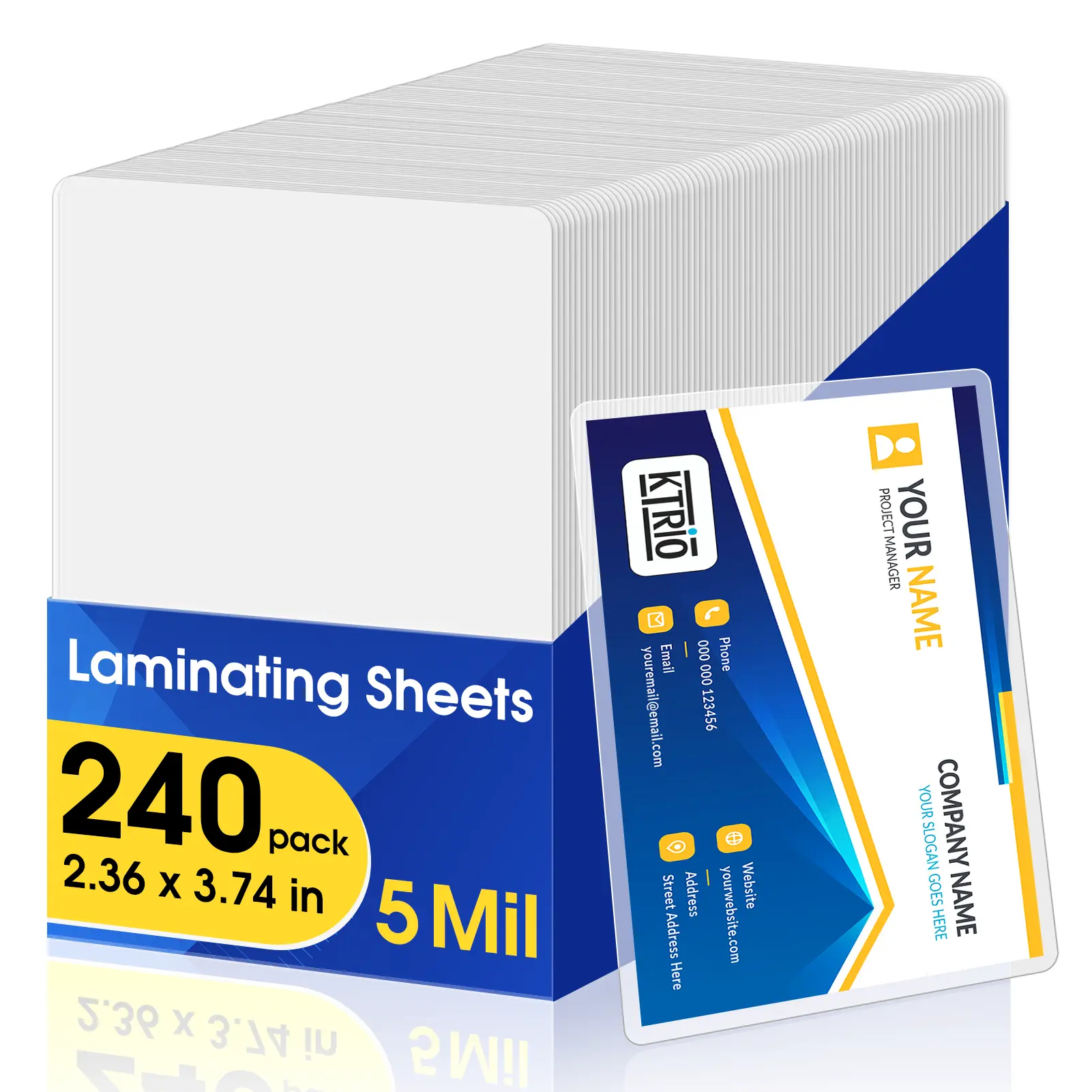 KTRIO Thermal Laminating Pouches 5 Mil, Hold 2 x 3.5 in Business Card Laminating Paper for Laminator, Clear Card Lamination Pouches Protection 2.36 x 3.74 in,ID Badge,Name Tag,Office & School