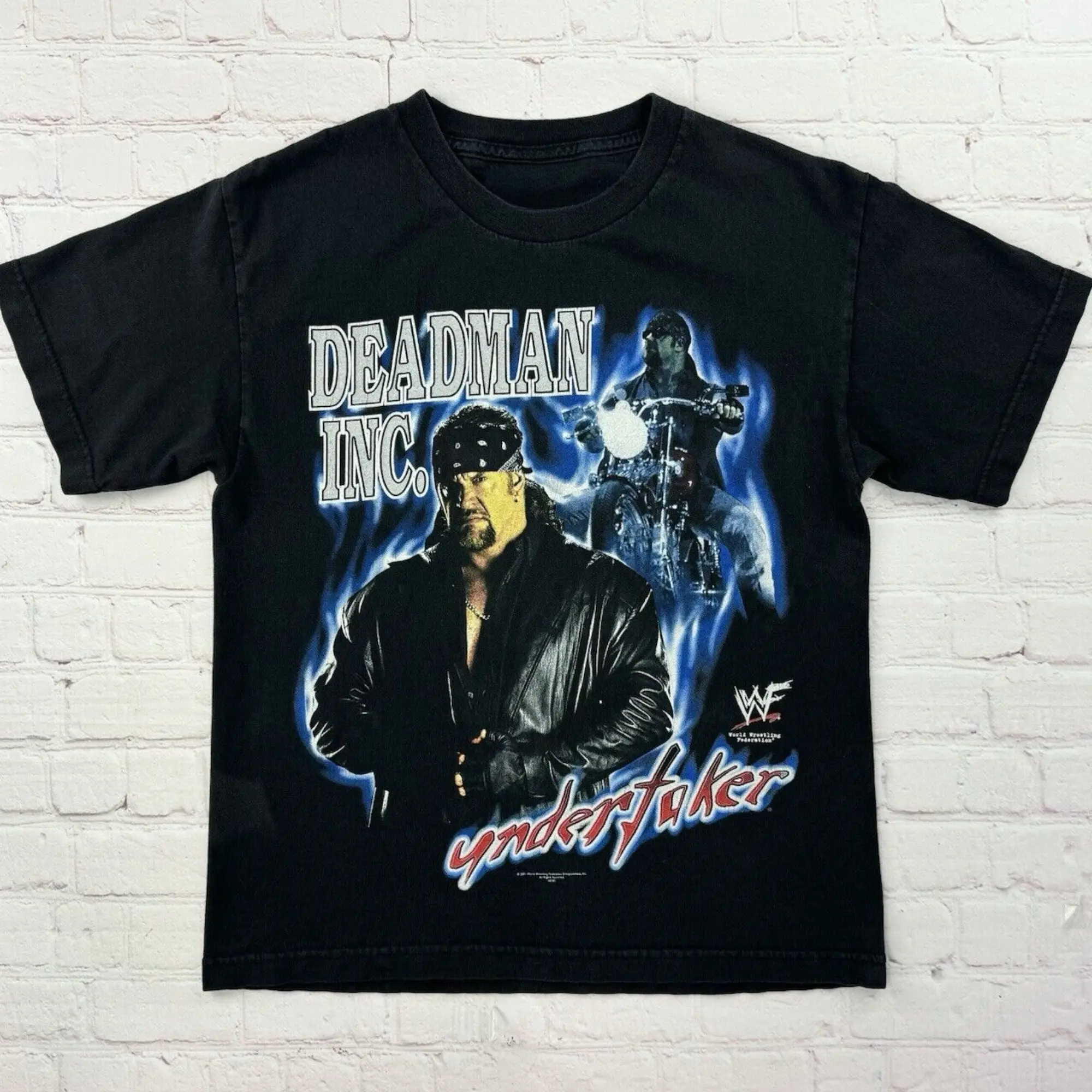 Women's Casual Cute Fitted Round Neck Short-Sleeve Cotton T-Shirt - Vintage Undertaker Double-Sided Print, Deadman Inc, WWF/WWE Hall of Fame Wrestling, Normal Type, Pull On, Lightweight Expandable, All Seasons, Cold Wash Streetwear Top