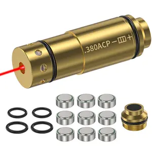 1PC 380 ACP Dry-Fire Laser Trainer - Universal Red Laser Trainer - Brass Finish - Durable   - Laser power below 5 mw for safety and reliability - Includes 9 batteries and a spare tail cap - Train easily at home - Save money - Improve your shooting skills