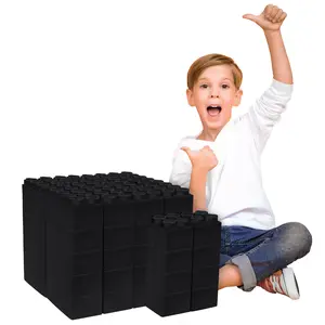 48 PC Jumbo Building Blocks for Kids Black Single Color Set: Biggo Blocks Giant Building Blocks Ages 4-8 for Indoor & Outdoor Play, STEM Learning, Creativity and Summer Fun
