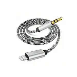 Aux Braided Audio Cable, Car Accessories, Type-C/lightning to 3.5mm, USB C Compatible, Compatible with iPhone 14/13/12/11 Pro Max Plus, 3.5mm Plug