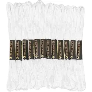 12 Skeins White Embroidery Floss Cross Stitch Thread for Friendship Bracelet Making DIY Crafts