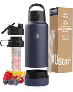 Fruit Water Bottle Infuser with Hidden Compartment - Hot and Cold Water Bottle - BPA Free Water Bottle - Dishwasher Safe Water Bottle - Hiking Water Bottle - Portable Water Bowl For Dog - 26 oz (Acai)