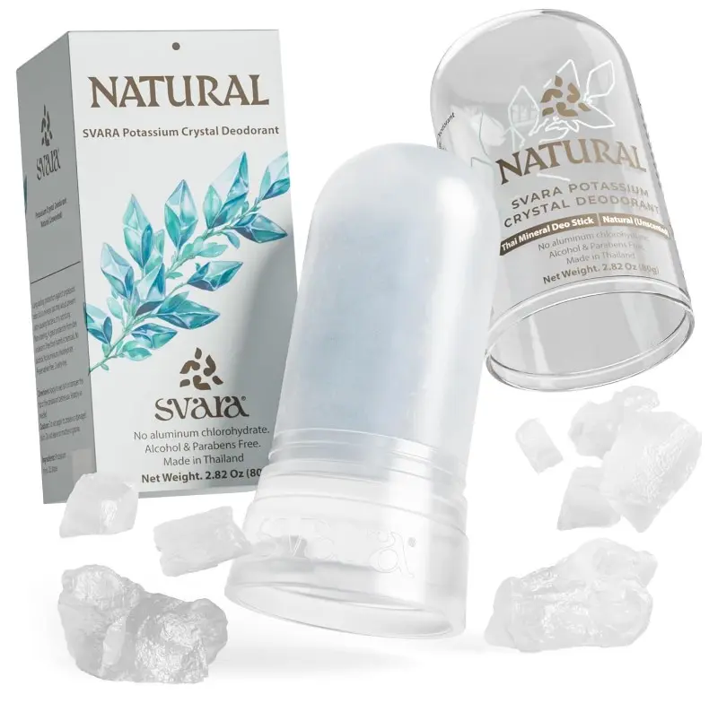 SVARA Natural Alum Crystal Deodorant Stick for Women & Men – Potassium Alum Stone for Odor Control, Smooth Non-Sticky Mineral Rock Design for Daily Freshness & Easy Application – Unscented (2.82Oz)