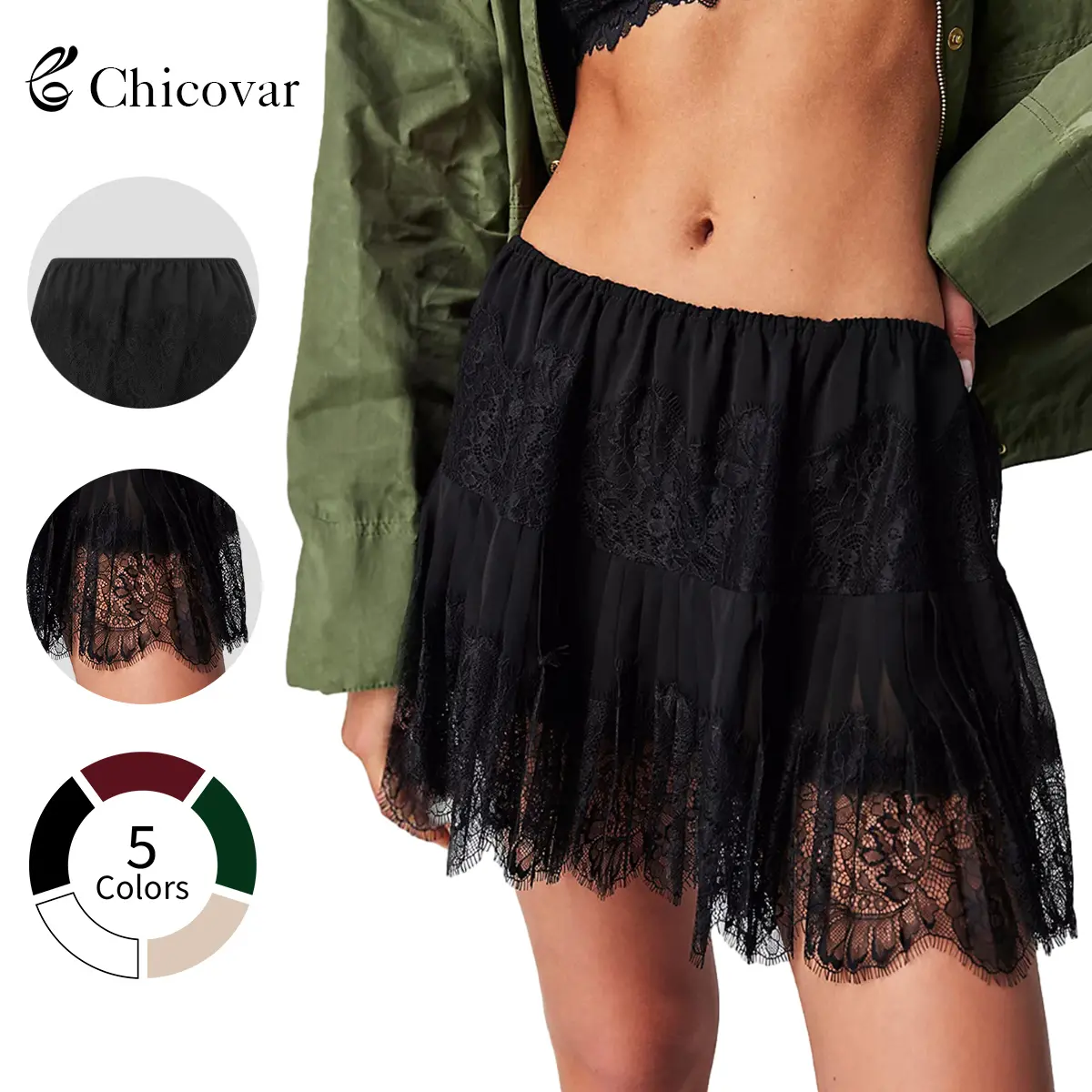Chicovar Summer Lace Mini Slip Skirt! Must-Have for Trendsetters, Music Festival Outfit, Lace Skirt, GrungeStyle, Westernfashion,Summervibes