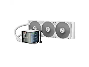 TRYX PANORAMA 360 White 360mm AIO 6.67'' AMOLED Curved Screen 3D Anamorphic Effect Customizable AIO Cooler 360mm Asetek 8th Gen V2 320w TDP Magnetic Performance Fan Intel LGA 1851/1700 AMD AM5/AM4