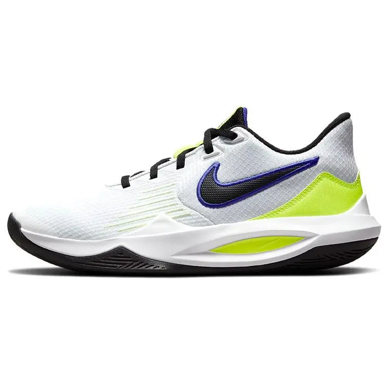 Nike Precision 5 White Barely Volt Comfort Low Top Basketball Shoes Men's CW3403-100