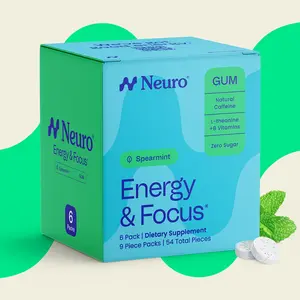 Neuro Spearmint Energy & Focus Gum/Mints - Sugar Free with Natural Caffeine, L-theanine, Vitamin B12 & Vitamin B6