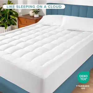 Extra Thick 4-Inch Mattress Topper – Ultra Soft Quilted Pad with Breathable Microfiber Filling, Deep Pocket 360° Elastic Skirt Fits 8-21 Inch Mattresses, Plush Back Support & Comfort for Better Sleep