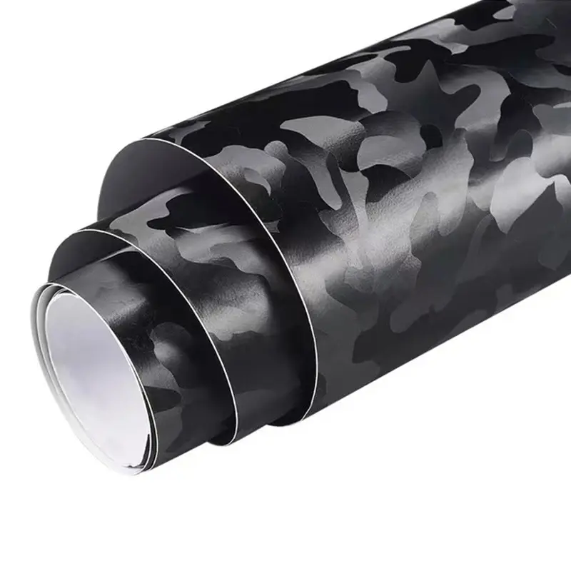 Premium Ghost Black Stealth Camouflage Car Vinyl Wrap Film With Air Release Self Adhesive DIY Motorcycle Decoration Sticker