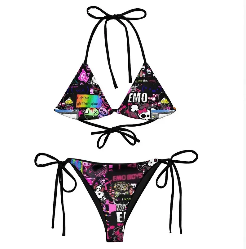 Y2K Inspired Scene Cyber Rave Bikini