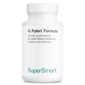 Supersmart H. Pylori Formula 20 Billion CFU per Day (High Potency) - Patented Pylopass Probiotic Lactobacillus Reuteri DSM 17648 Supplement | Non-GMO & Gluten Free - 60 Vegetarian Capsules