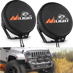 Nilight 9-in Round Offroad Driving Pod Light Cover, 9.25-in Black Leather Protective Cover for Auxiliary Ditch, Fog, Bumper Headlights, Vehicle Accessories