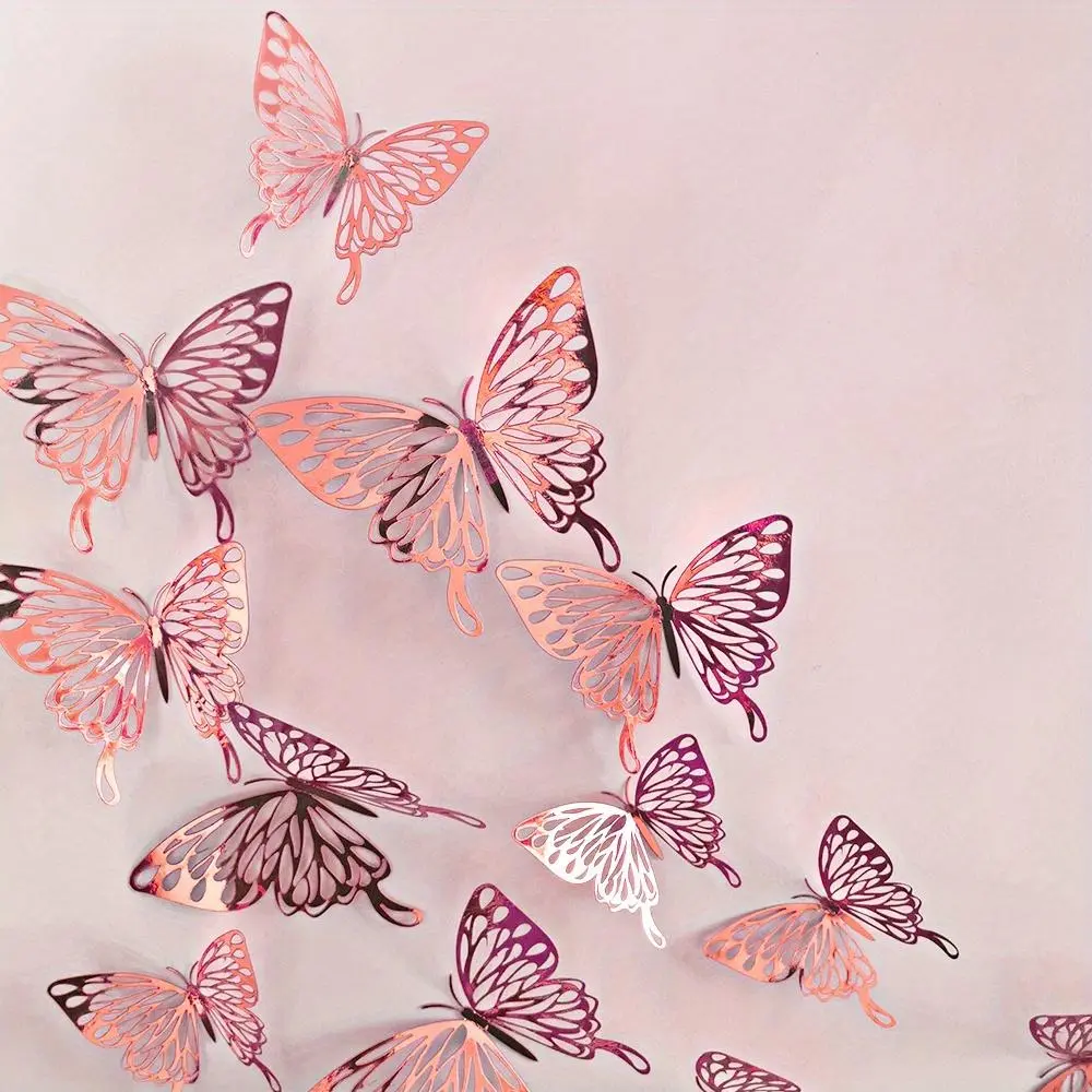 12 Pcs/Set 3D Wall Stickers Hollow Butterfly for Kids Rooms Home Wall Decor DIY Mariposas Fridge stickers Room Decoration Sticker Packs