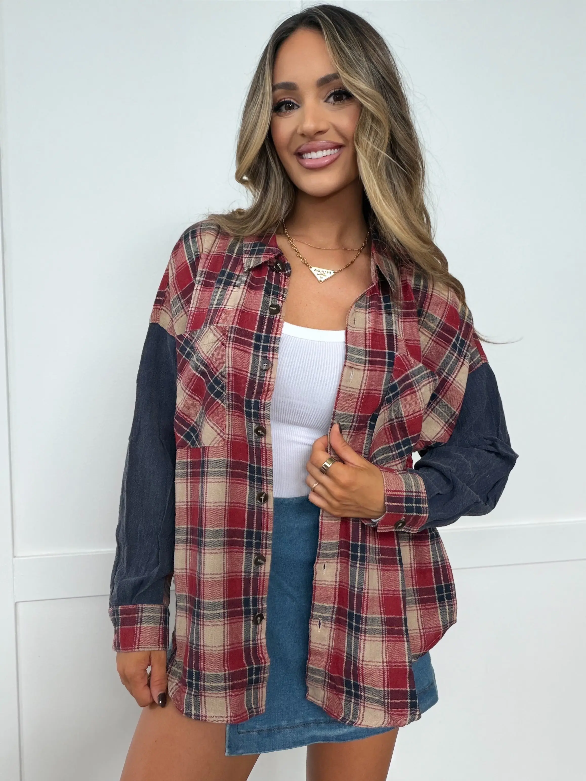 Remi Oversized Plaid Button Down Shirt